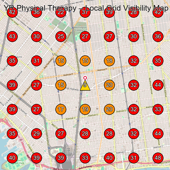 YR Physical Therapy GeoGrid visibility map for Physical Therapist in Brooklyn